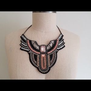 H&M Black/Silver/Pink Bib Necklace